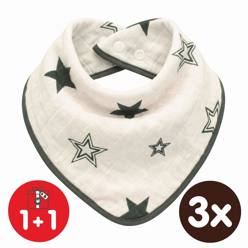Bambusová šatka XKKO BMB - Natural Brown Stars 3x1ks VO bal.