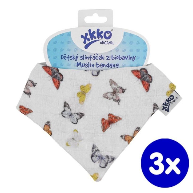 Šatka XKKO Organic - Butterflies 3x1ks VO bal.