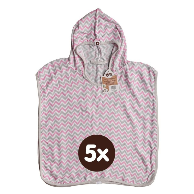 Bambusové pončo XKKO BMB - Chevron Baby Pink 5x1ks (VO balenie)