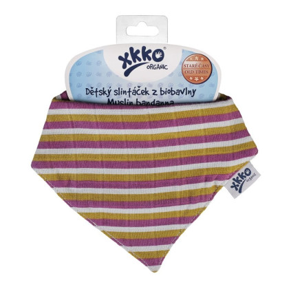 Šatka XKKO Organic Staré časy - Violet Stripes