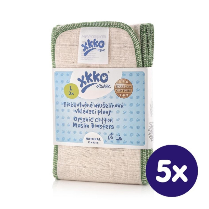 Vkladacie plienky XKKO Organic Old Times - Natural Veľkosť L 5x2ks (VO balenie)
