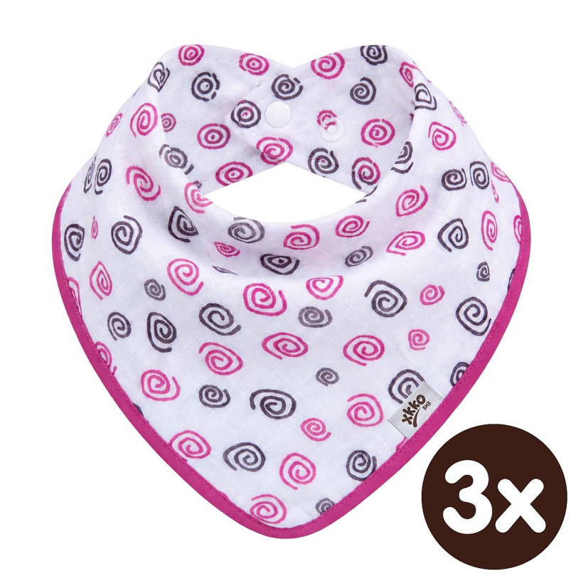 Bambusová šatka XKKO BMB - Magenta Spirals 3x1ks VO bal.
