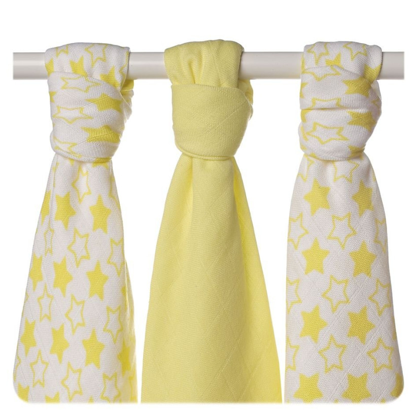 Bambusové plienky XKKO BMB 70x70 - Little Stars Lemon MIX 3ks