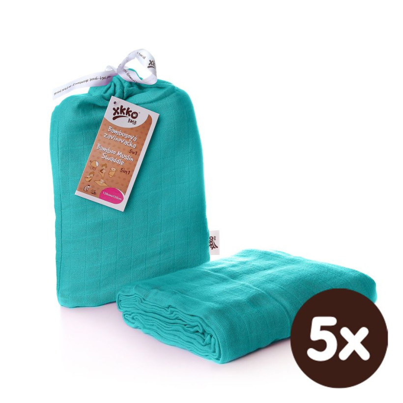 Bambusová zavinovačka XKKO BMB 120x120 - Turquoise 5x1ks VO bal.