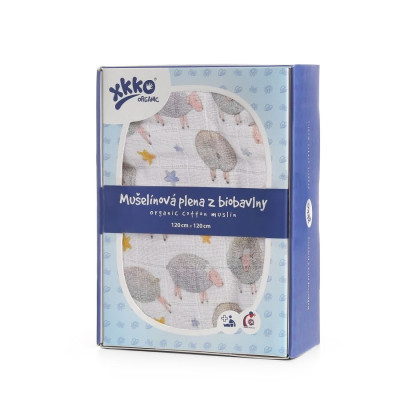 Biobavlnená plienka XKKO Organic 120x120 - Dreamy Sheeps