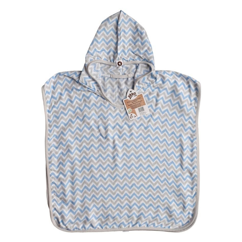 Bambusové pončo XKKO BMB - Chevron Baby Blue