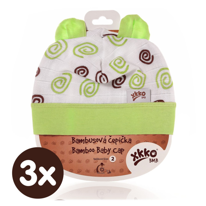 Bambusová čiapočka XKKO BMB- Lime Spirals 3x1ks VO bal.
