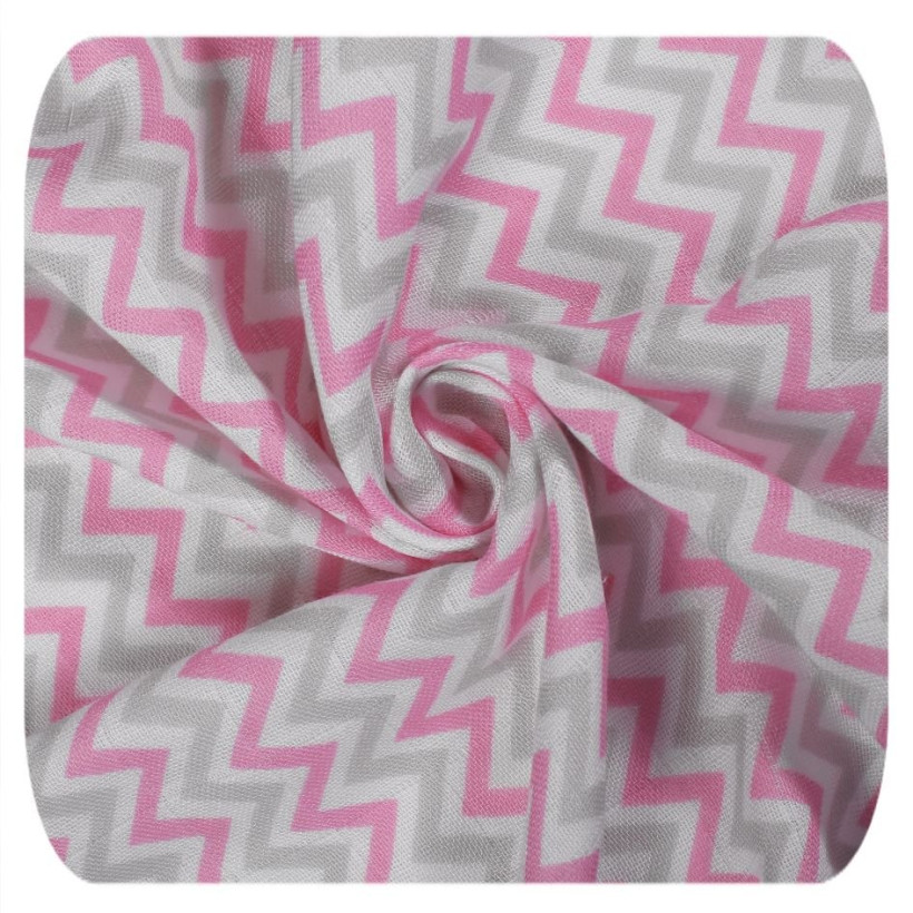 Bambusová zavinovačka XKKO BMB 120x120 - Scandinavian Baby Pink Chevron