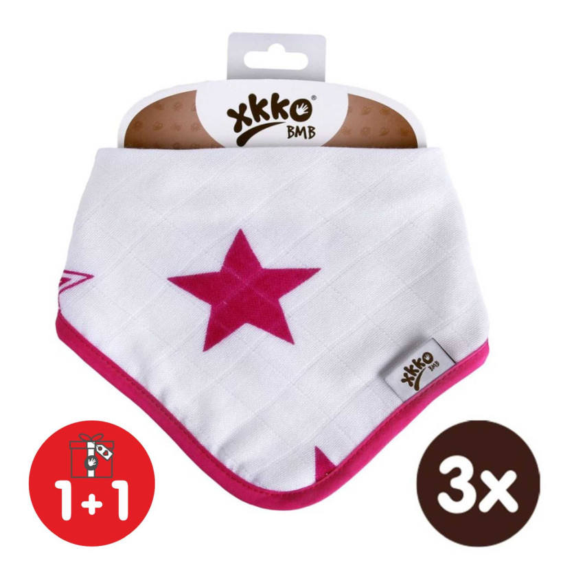 Bambusová šatka XKKO BMB - Magenta Stars 3x1ks VO bal.