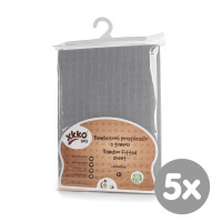 Bambusové posteľné prestieradlo XKKO BMB 120x60 - Baby Grey 5x1ks (VO bal.)