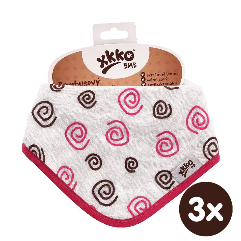 Bambusová šatka XKKO BMB - Magenta Spirals 3x1ks VO bal.