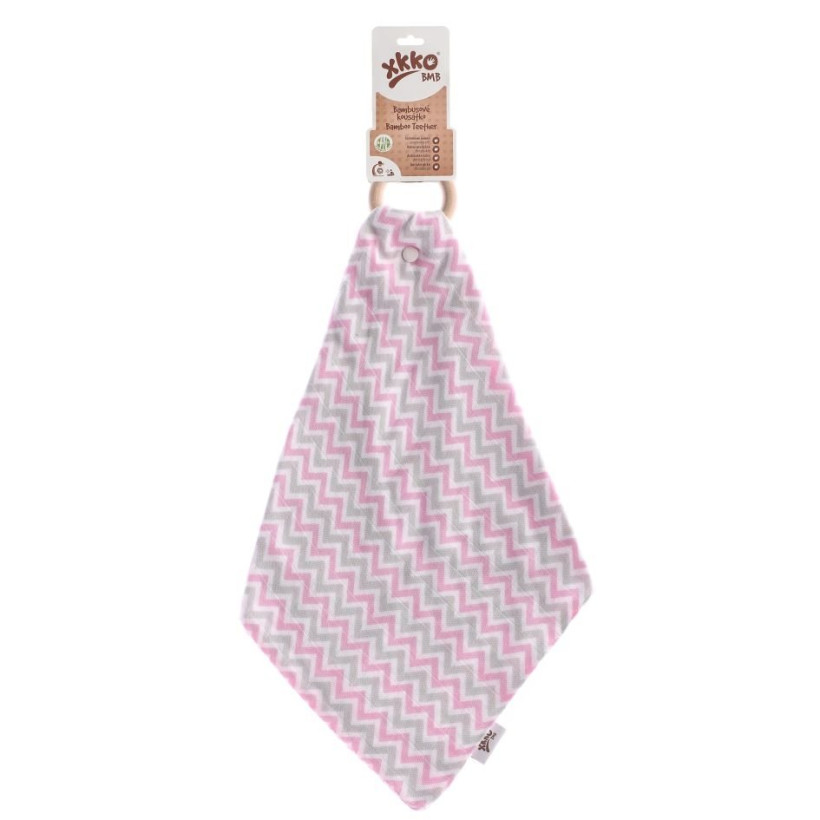 Hryzátko XKKO BMB s plienkou - Chevron Baby Pink