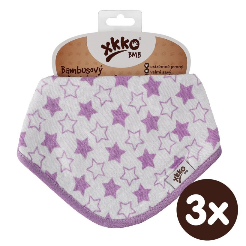 Bambusová šatka XKKO BMB - Little Stars Lilac 3x1ks VO bal.