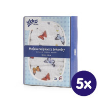 Biobavlnená plienka XKKO Organic 120x120 - Butterflies 5x1ks (VO balenie)