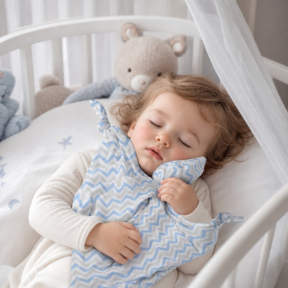 Bambusový maznáčik XKKO BMB - Baby Blue Chevron