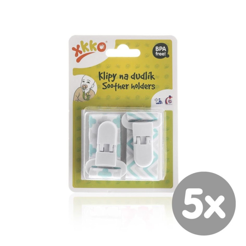 XKKO Klipy na cumlík 2ks - Scandinavian Mint MIX 5x2ks (VO balenie)