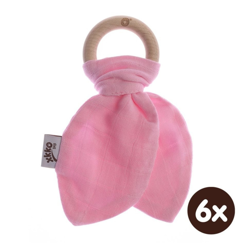 Hryzátko XKKO BMB Lístky - Baby Pink 6x1ks (VO balenie)
