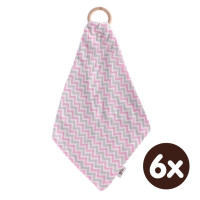 Hryzátko XKKO BMB s plienkou - Chevron Baby Pink 6x1ks (VO balenie)