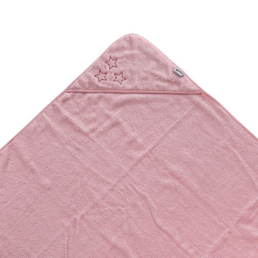 BIO Bavlnená froté osuška s kapucňou XKKO Organic 90x90 - Baby Pink Stars