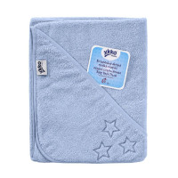 BIO Bavlnená froté osuška s kapucňou XKKO Organic 90x90 - Baby Blue Stars 5x1ks (VO bal.)