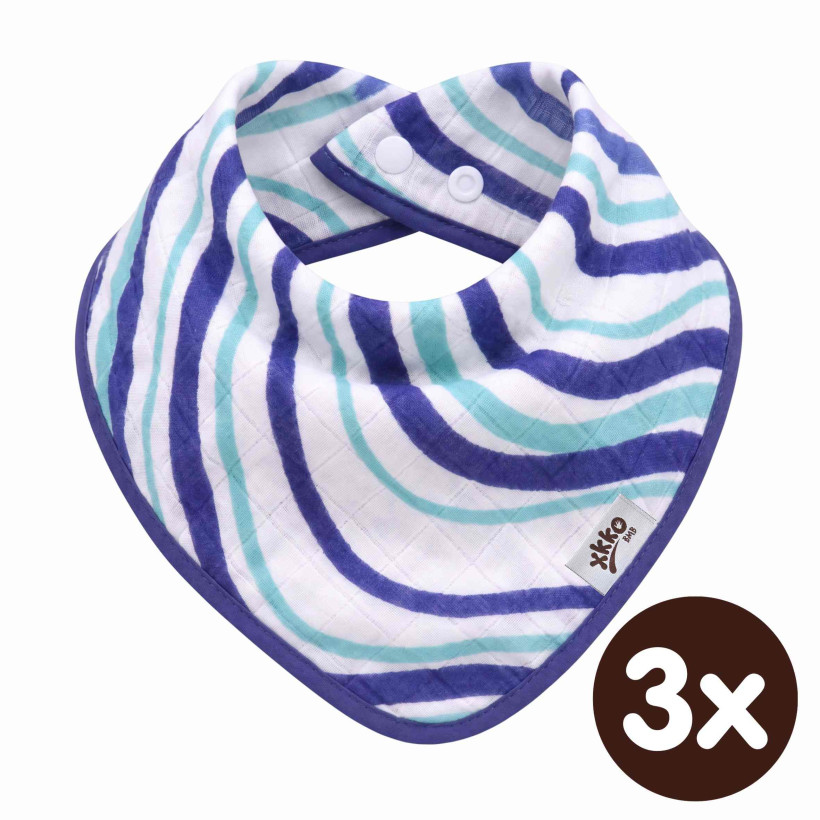 Bambusová šatka XKKO BMB - Ocean Blue Waves 3x1ks VO bal.