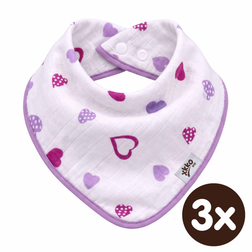 Bambusová šatka XKKO BMB - Lilac Hearts 3x1ks VO bal.