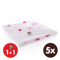 Bambusová deka XKKO BMB 130x70 - Magenta Stars 5x1ks VO bal.