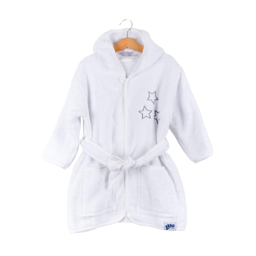 BIO Bavlnený župan XKKO Organic - White Stars 12-24m