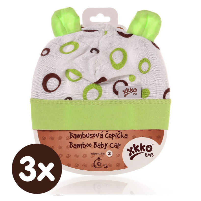 Bambusová čiapočka XKKO BMB - Lime Bubbles 3x1ks VO bal.