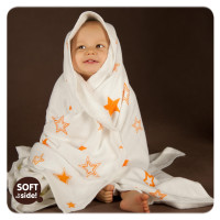 Bambusová deka XKKO BMB 130x70 - Orange Stars 5x1ks VO bal.