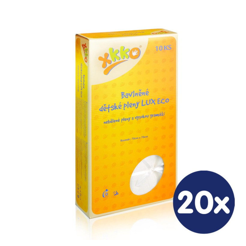 Vysokogramážné detské plienky XKKO LUX ECO 70x70 - Natural 20x10ks Velkoobchodní balení