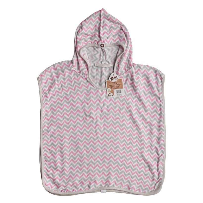 Bambusové pončo XKKO BMB - Chevron Baby Pink