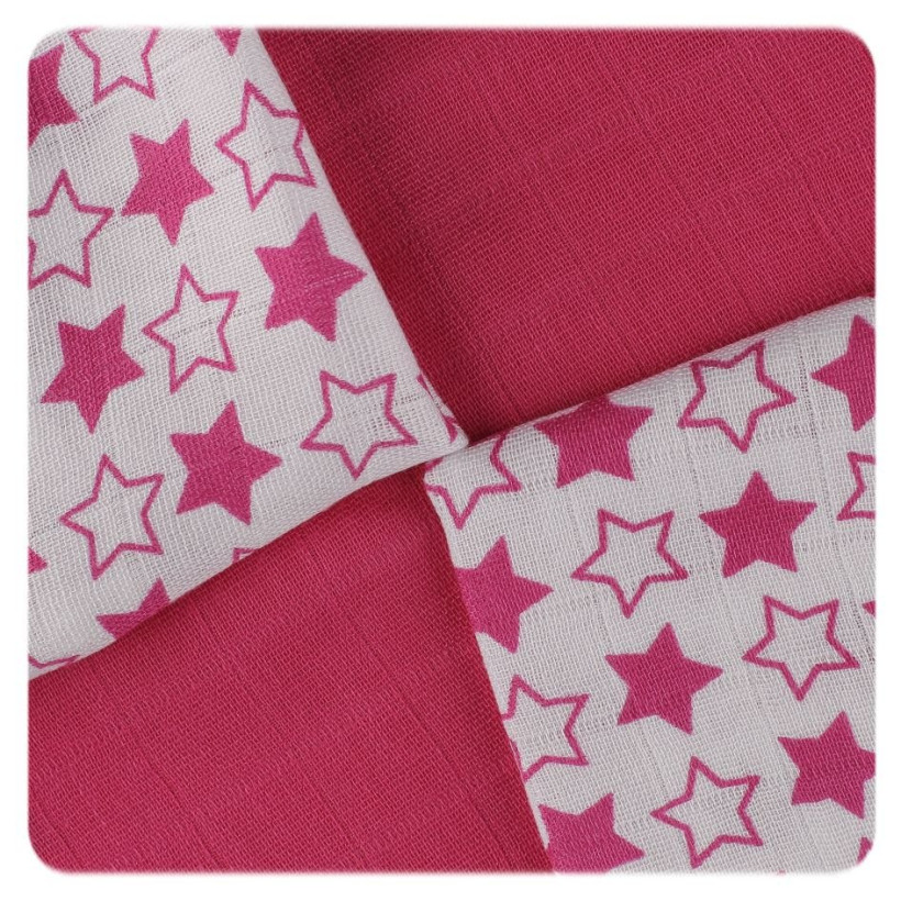 Bambusové obrúsky XKKO BMB 30x30 - Little Stars Magenta MIX 10x9ks VO bal.