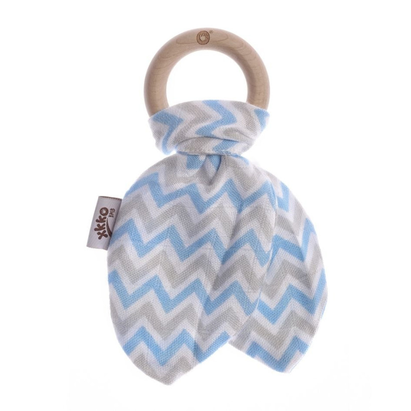 Hryzátko XKKO BMB Lístky - Chevron Baby Blue