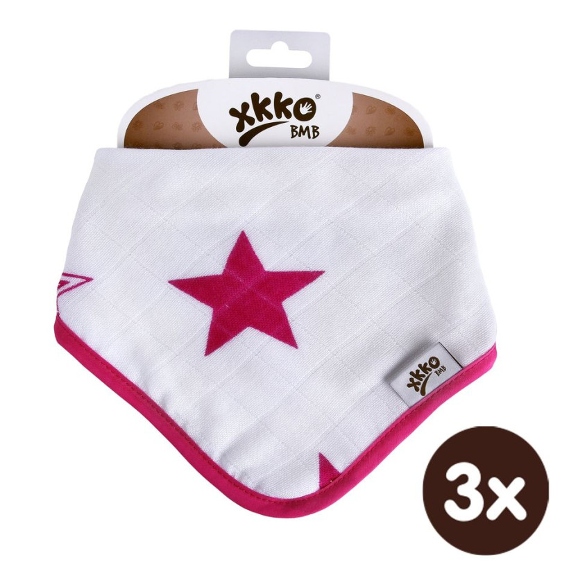 Bambusová šatka XKKO BMB - Magenta Stars 3x1ks VO bal.