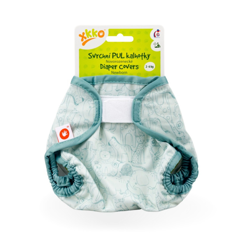 Vrchné plienkové nohavičky XKKO Newborn - Safari Granite Green