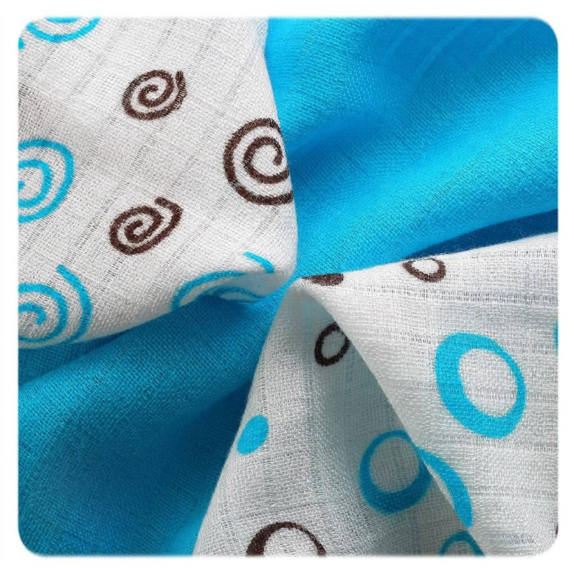 Bambusové obrúsky XKKO BMB 30x30 - Spirals&Bubbles Cyan MIX