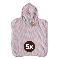 Bambusové pončo XKKO BMB - Chevron Baby Pink 5x1ks (VO balenie)