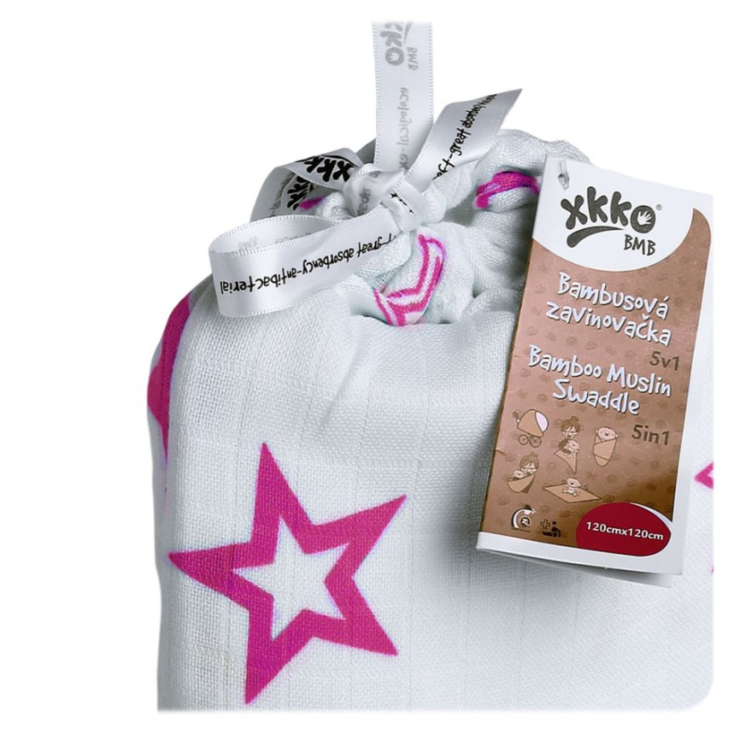 Bambusová zavinovačka XKKO BMB 120x120 - Magenta Stars  5x1ks VO bal.