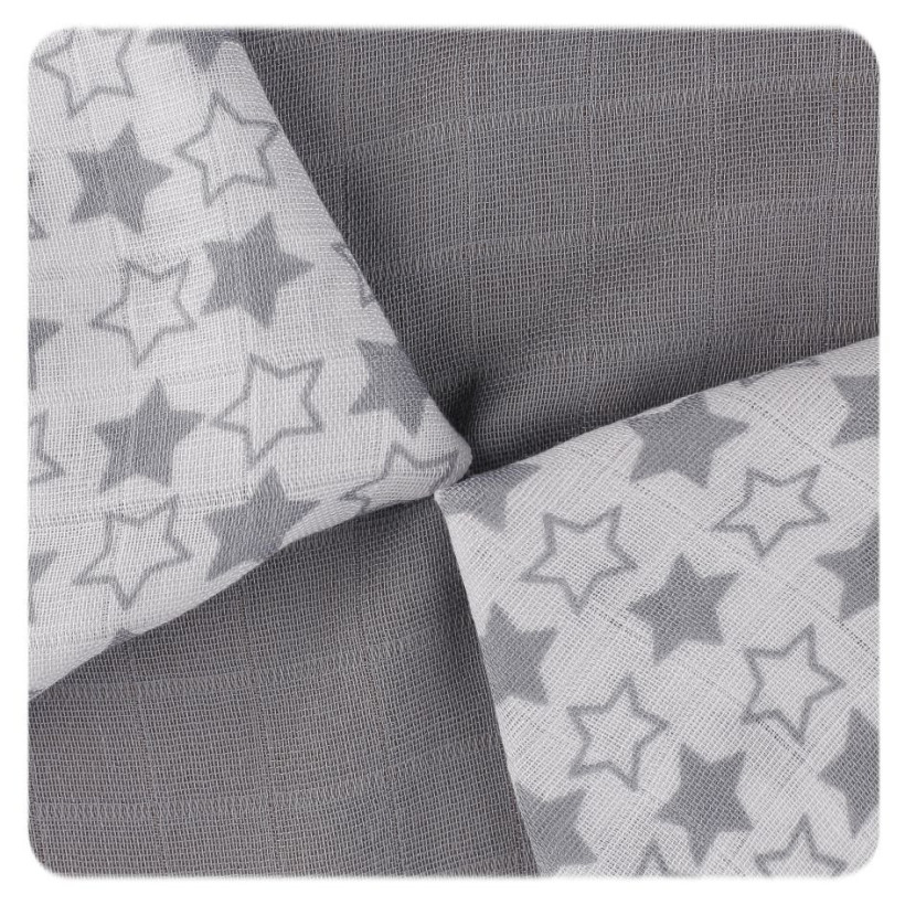 Bambusové obrúsky XKKO BMB 30x30 - Little Stars Silver MIX 10x9ks VO bal.