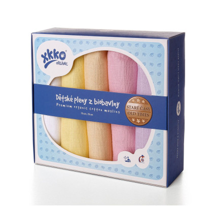 Plienky z biobavlny XKKO Organic 70x70 Staré časy - Pastels for Girls