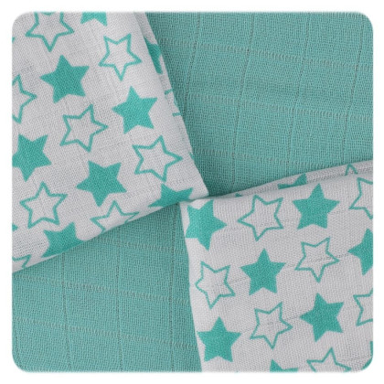 Bambusové obrúsky XKKO BMB 30x30 - Little Stars Turquoise MIX