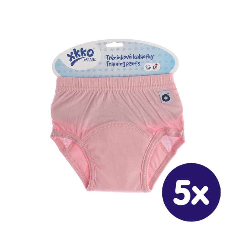 Tréningové nohavičky XKKO Organic - Baby Pink 5x1ks (VO balenie)