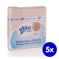 Plienky z biobavlny XKKO Organic 70x70 Bird Eye - Natural 5x5ks VO bal.