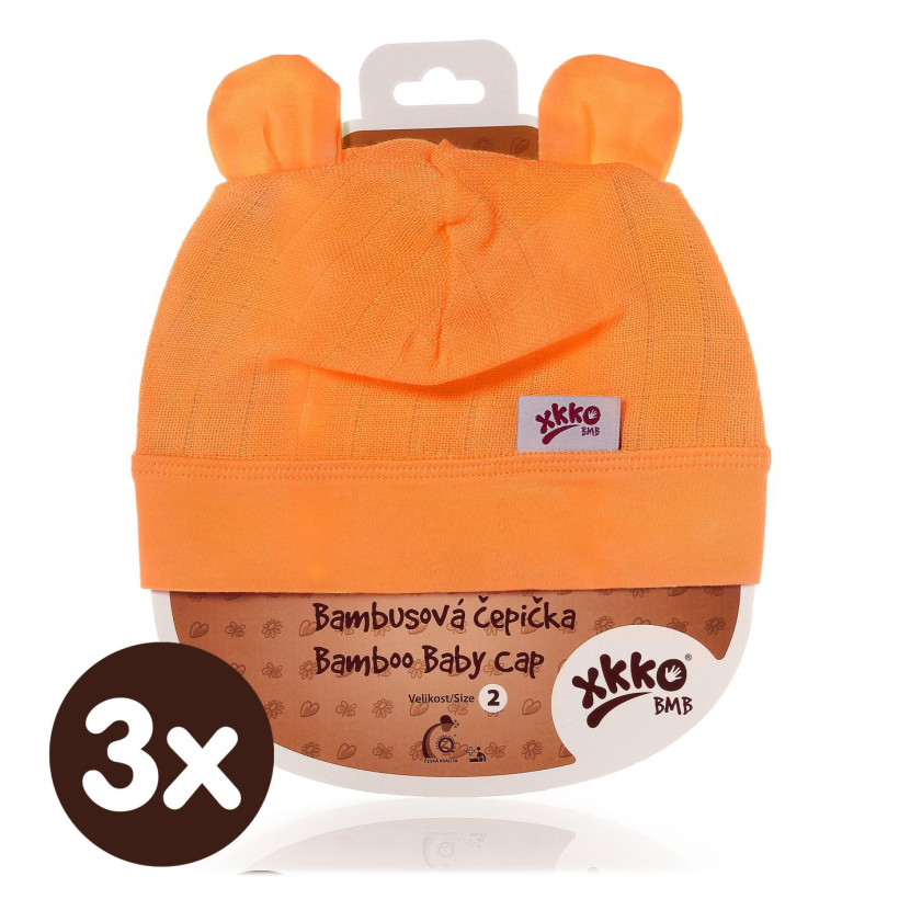 Bambusová čiapočka XKKO BMB - Orange 3x1ks VO bal.