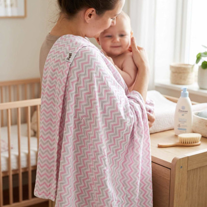 Bambusová osuška XKKO BMB 90x100 - Baby Pink Chevron