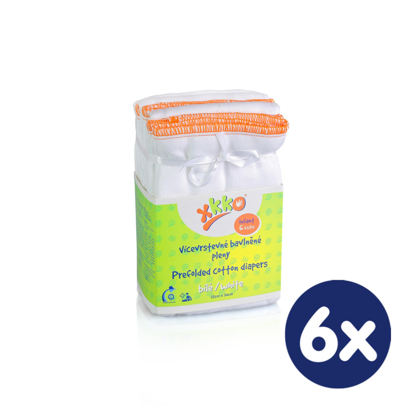 Viacvrstevné plienky XKKO Classic (4/8/4) - Infant Biele 6x6ks VO bal.