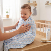 Bambusová osuška XKKO BMB 90x100 - Baby Blue Chevron