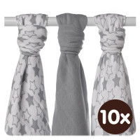 Bambusové plienky XKKO BMB 70x70 - Little Stars Silver MIX 10x3ks VO bal.