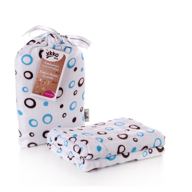 Bambusová zavinovačka XKKO BMB 120x120 - Cyan Bubbles  5x1ks VO bal.
